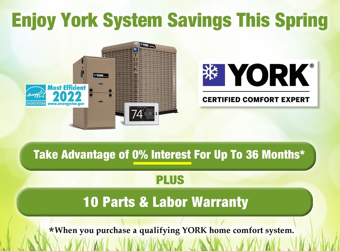 York Heating & Air Conditioning Spring 2022 O Financing Offer Over 36 Months